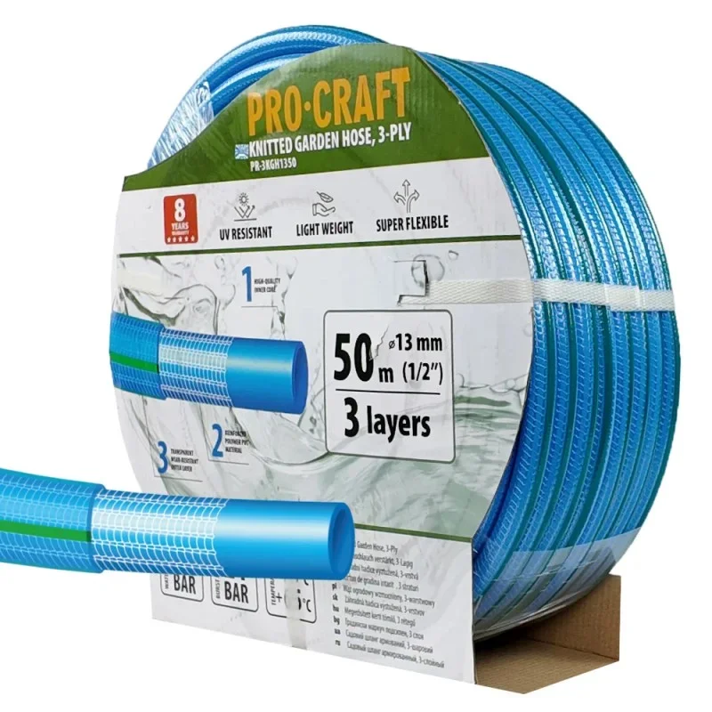 "Modrá zahradní hadice Procraft PR-3KGH1350 3 vrstvy, 1/2"" 50m" Novinka