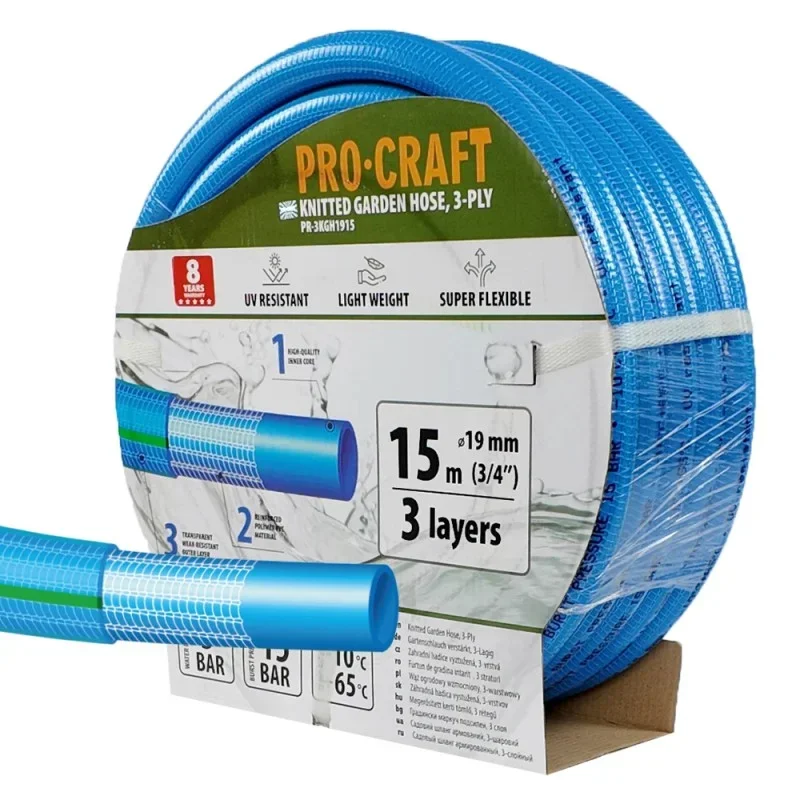 "Modrá zahradní hadice Procraft PR-3KGH1915 3 vrstvy, 3/4"" 15 m" Must-Have