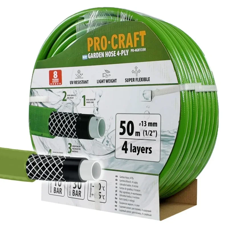 "Zelená zahradní hadice Procraft PR-4GH1350 4 vrstvy, 1/2"" 50 m" Oblíbený
