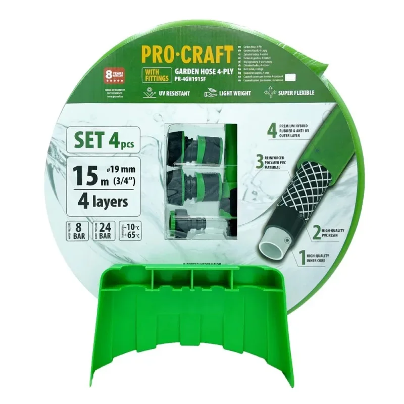 Značkový Zelená zahradní hadice Procraft PR-4GH1915F