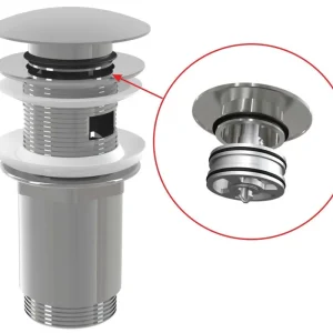 A392C VÝPUST UMYVADLOVÁ CLICK/CLACK 5/4" CELOKOVOVÁ S PŘEPADEM, VELKÁ ZÁTKA Omezená Nabídka