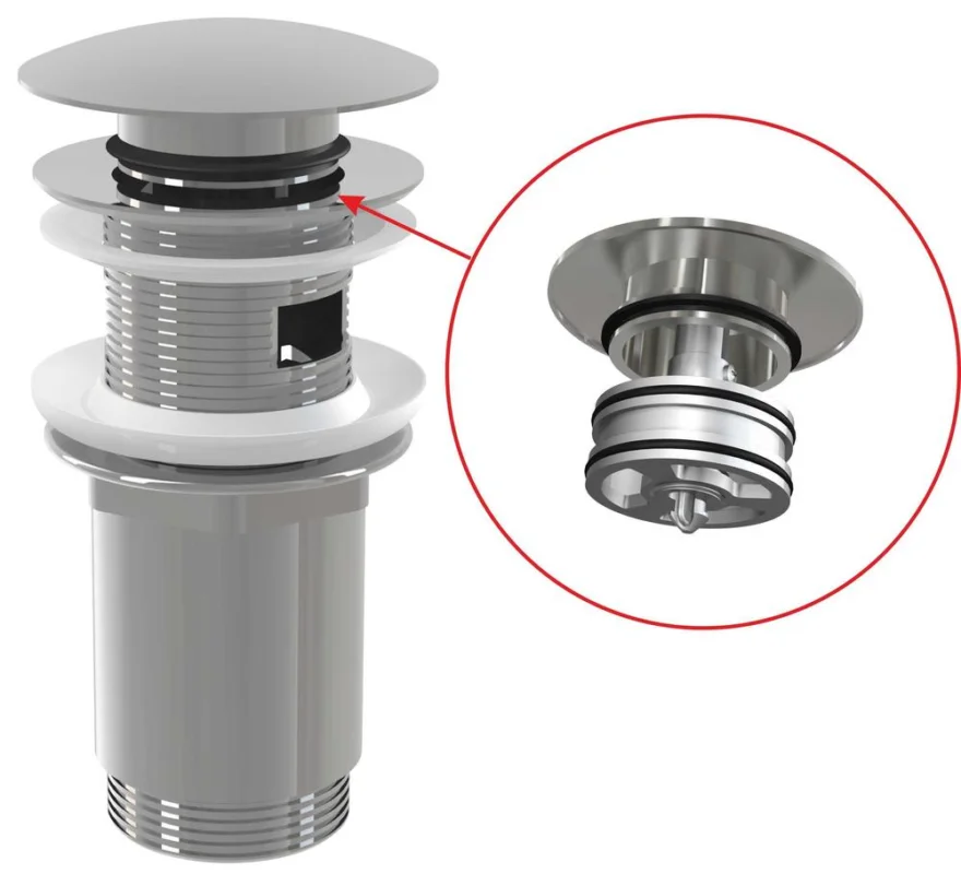 A392C VÝPUST UMYVADLOVÁ CLICK/CLACK 5/4" CELOKOVOVÁ S PŘEPADEM, VELKÁ ZÁTKA Omezená Nabídka