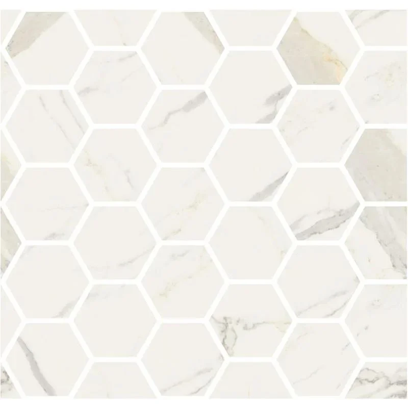Mozaika jako mramor Fioranese Marmorea Bianco Calacatta effect MOSAICO ESAGONI 30x30 Luc. Rett. - bílá Výprodej